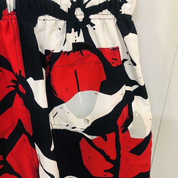 Planks Hawaiian Sz M Red White Blue Hibiscus Board Shorts Swimsuit Swim Trunk - Picture 9 of 11